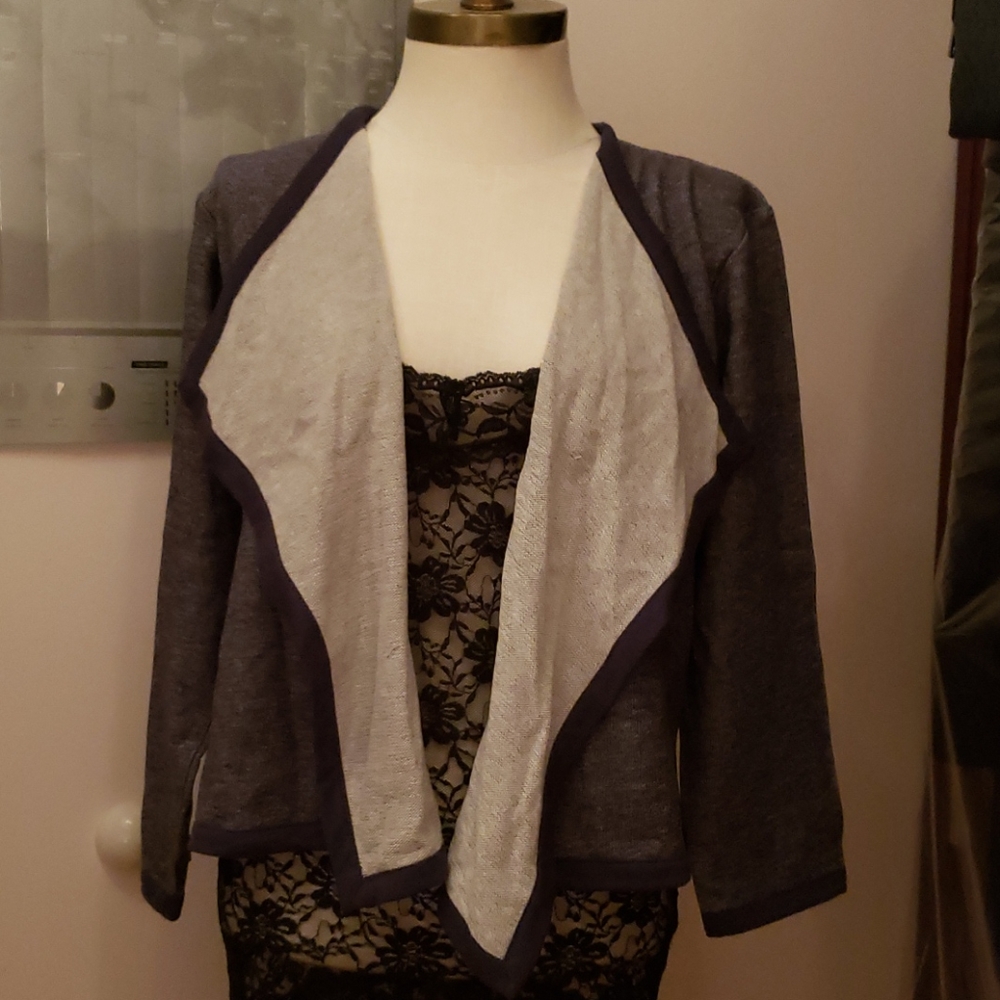 Heather navy waterfall short cardigan